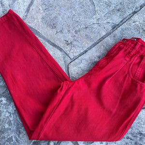 Size 26 High Waist Red Jeans / by The Limited / Made in USA / High Waist Jeans / Pleated Front / Size 26 inch Waist