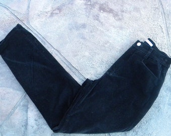 Size 25 High Waist Black Velveteen Jeans / by Gloria Vanderbilt / Black Jeans / Velveteen Jeans / Size 25 inch waist