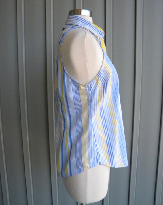 90's Vintage Sleeveless Striped Shirt / by Tommy … - image 3