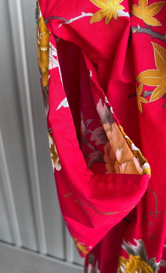 Vintage Traditional Red Floral Kimono / Cotton Ki… - image 9