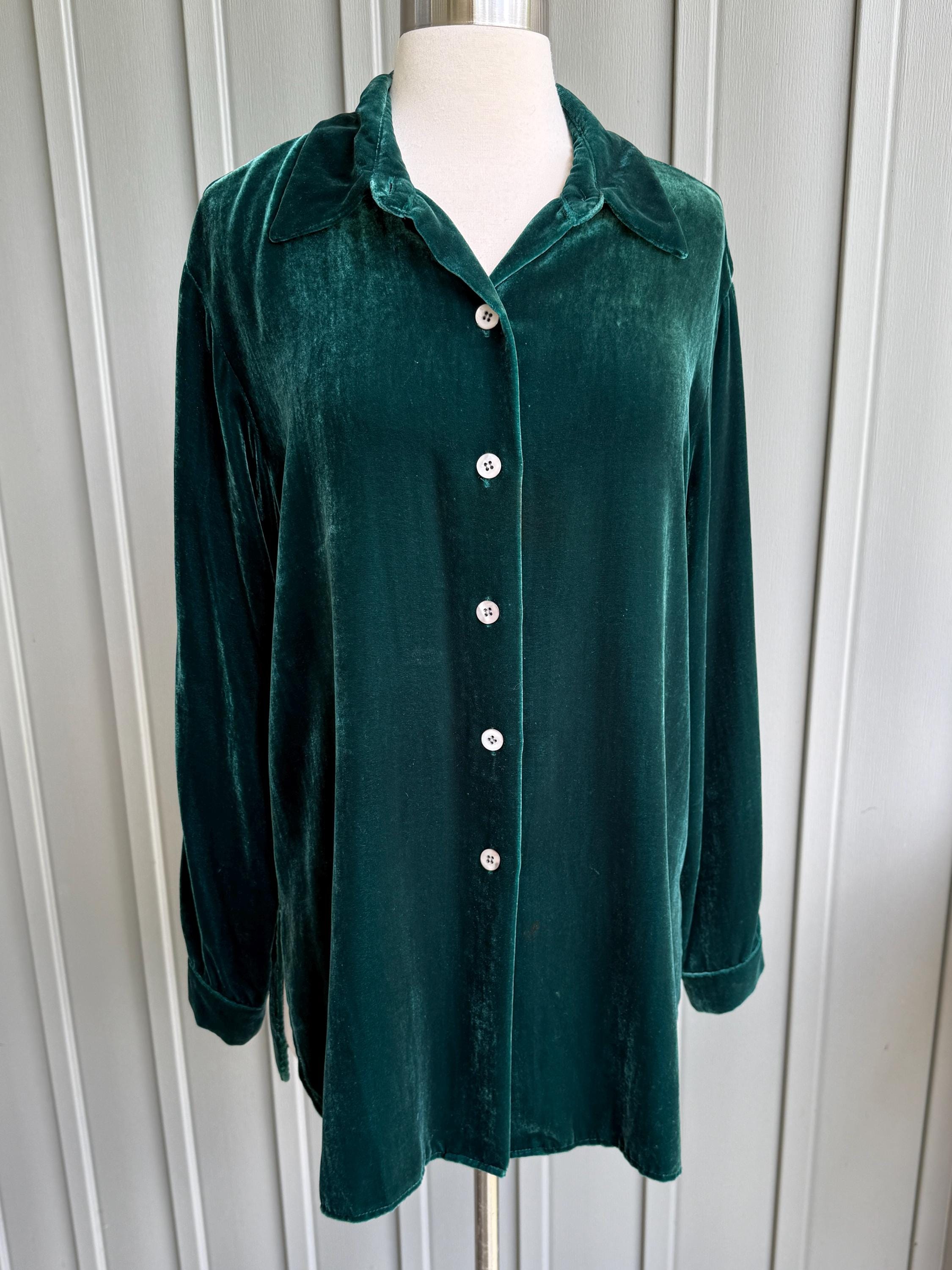 Green Velvet Shirt - Etsy