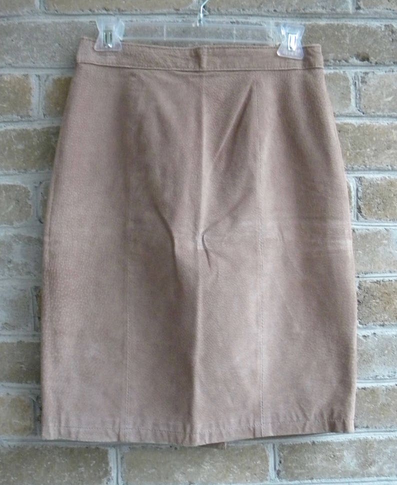 Vintage Suede Skirt Paris Sport Club Taupe Knee Length Suede Skirt Vintage Suede Skirt 28 inch waist