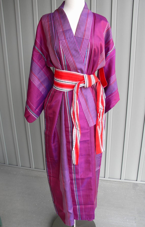 Vintage Traditional Purple Kimono / Silk Kimono /