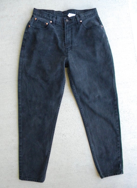 Size 31 Vintage Jordache High Waisted Black Jeans… - image 4