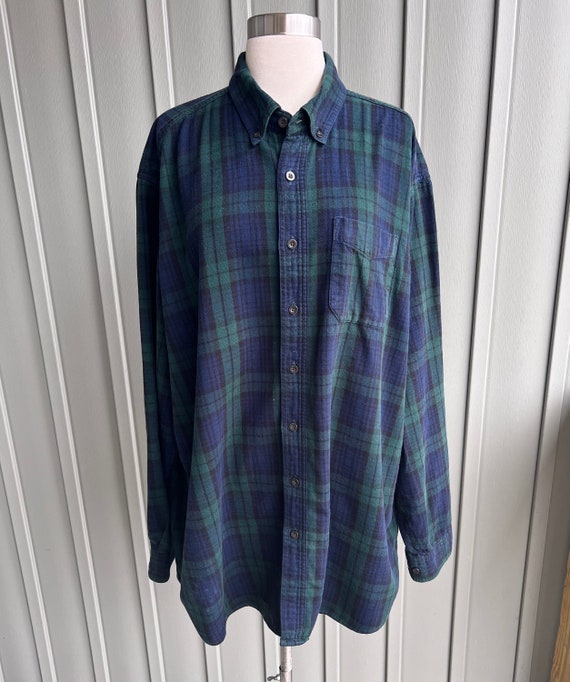 Vintage LL Bean Flannel Shirt / Black Watch Plaid 