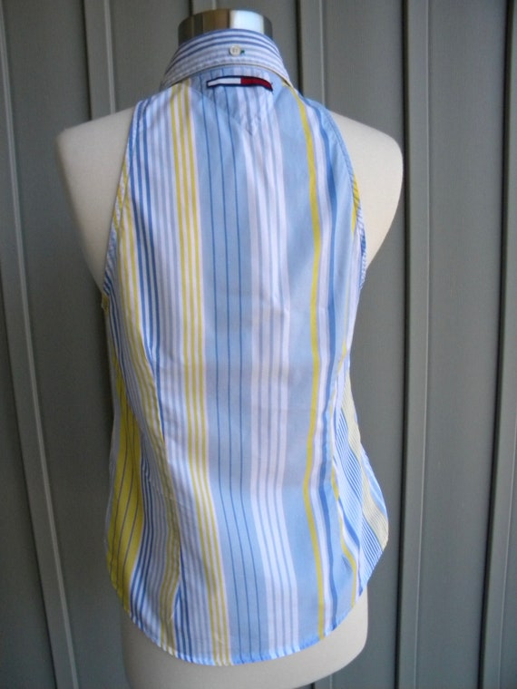 90's Vintage Sleeveless Striped Shirt / by Tommy … - image 4