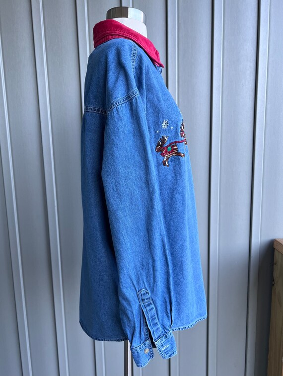 Vintage Christmas Denim Shirt / Festive Denim / S… - image 5