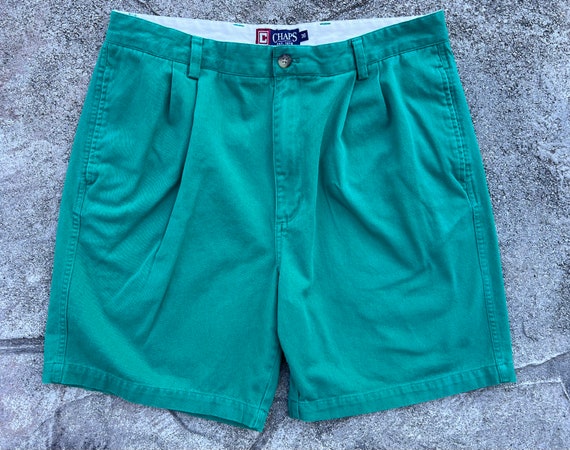 Size 35 Vintage Men s Green Chino Shorts by Chaps Kelly Green Khaki Shorts Preppy Size 35 Etsy