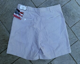 Size 36 Vintage Men's Purple Seersucker Shorts / by All American Khakis / Made in USA / Purple White / Preppy / Collegiate / New / Size 36