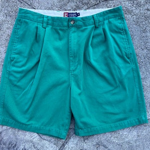Vintage 90s Polo Ralph Lauren Chino Shorts Green 36 Made in USA 34W  Measured / Relaxed Baggy Flat Front Khaki 