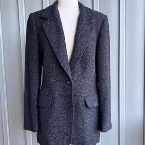 Vintage Gray Marled Blazer / by Anne Bowen Ltd / Silk Wool Blend Blazer / Menswear Styling / Size Small