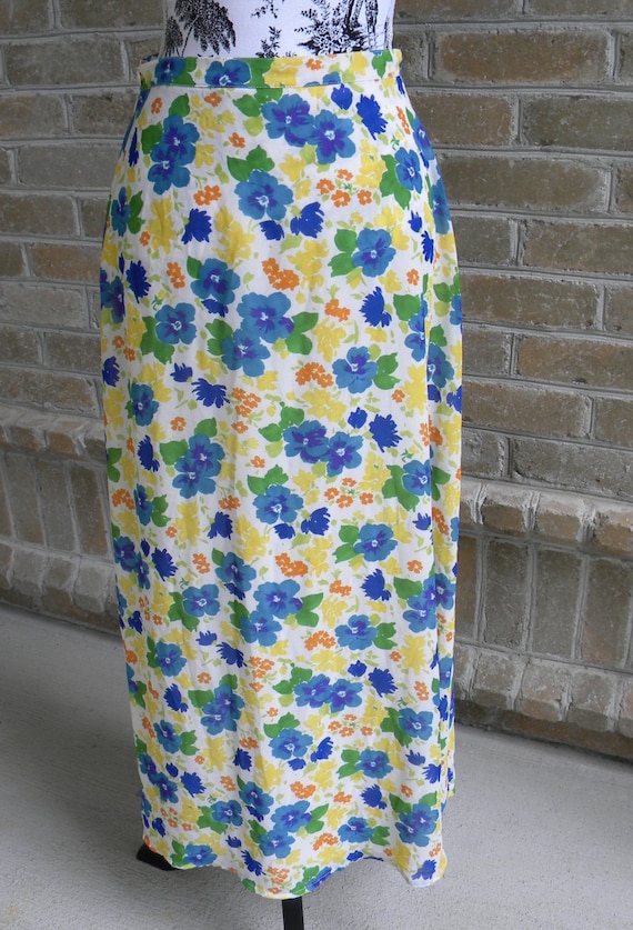 Vintage Limited America Pansy Print Long Maxi Flo… - image 4