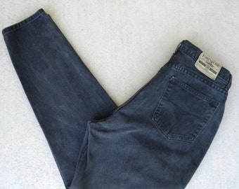 Size 31 Vintage Jordache High Waisted Black Jeans  / Tapered Leg Jeans  / Retro Jordache Jeans / 31 inch Waist