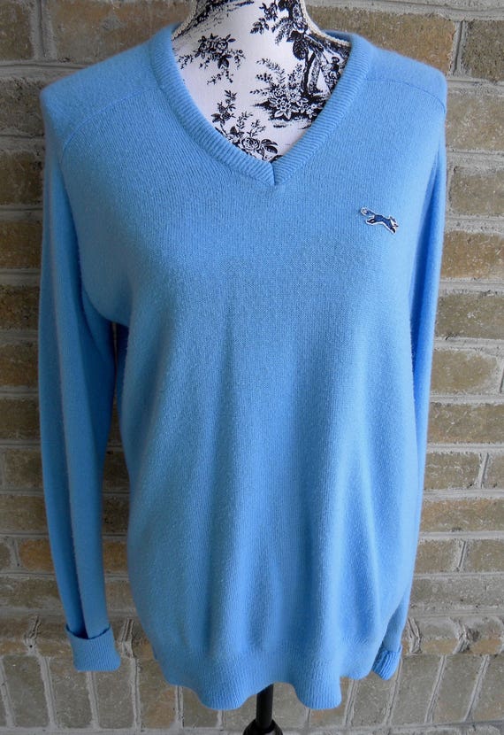 Vintage Pale Blue Sweater / The Fox Sweater / Men… - image 1