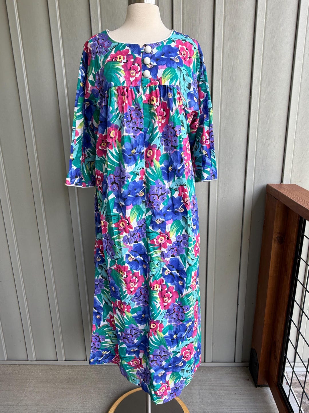 Adonna Gold Robe Vintage Floral Lounge Dress / Robe / by Adonna Leisurewear / Made in ...