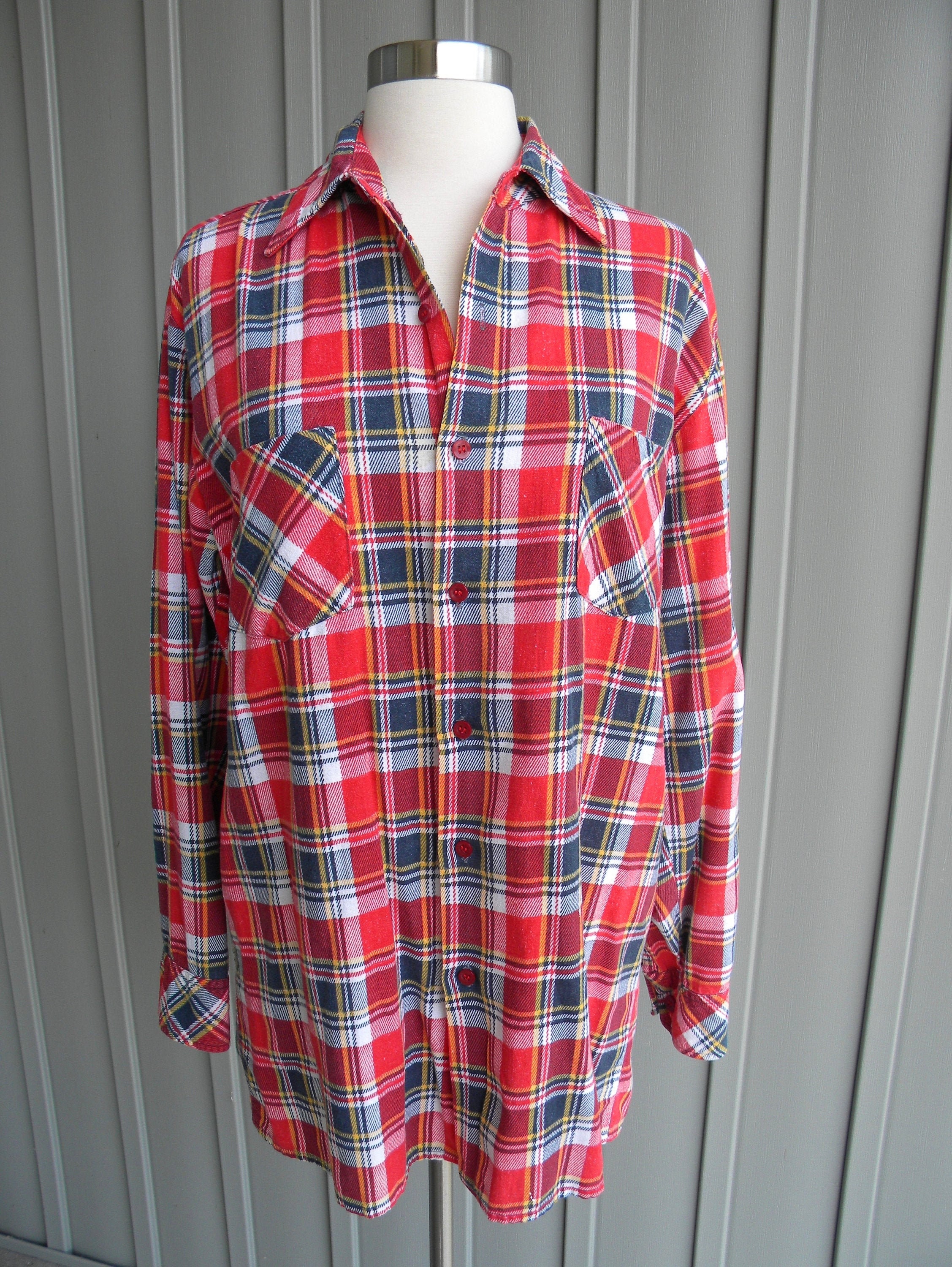 Unisex Lightweight Vintage Red Plaid Flannel Shirt / by Kingsport