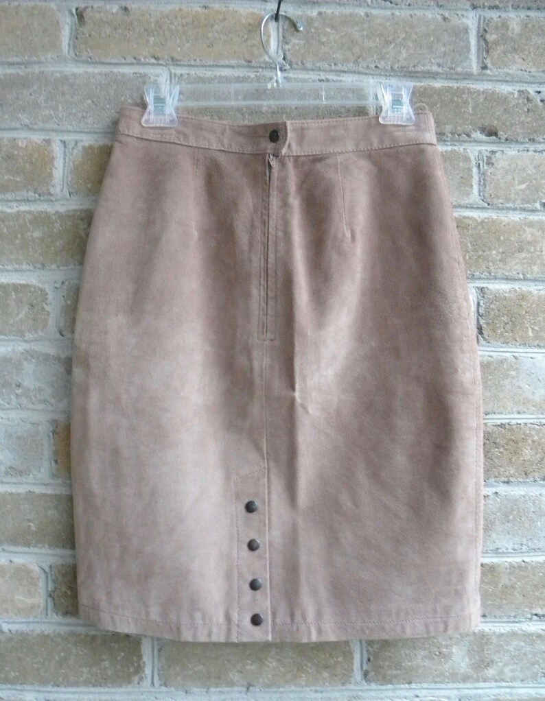 Vintage Suede Skirt Paris Sport Club Taupe Knee Length Suede Skirt Vintage Suede Skirt 28 inch waist