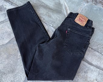 Size 34 Levi's 550 Black Jeans / Made in USA / Relaxed Fit / Unisex / All Cotton / 34 x 31
