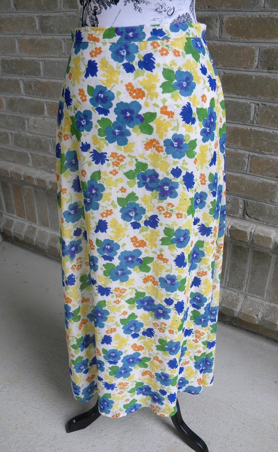 Vintage Limited America Pansy Print Long Maxi Flo… - image 1