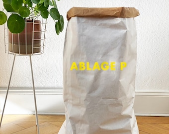 Papiersack "Ablage P" , Papierkorb aus Kraftpapier für Altpapier für das Büro oder die Küche