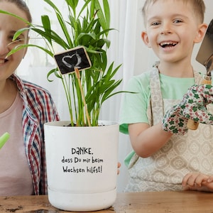 Aufkleber für Blumentopf, Dankeschön Kindergarten, Danke, dass du mir beim Wachsen hilfst, Personalisierbar, Hebamme Geschenkidee