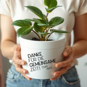 Adesivo personalizzabile per regalo di addio con vaso di fiori, grazie per il tempo trascorso insieme, regalo per collega, vicino, insegnante, educatore