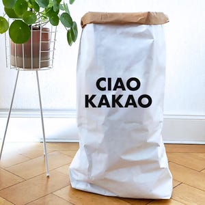 Sacola de papel Ciao Cocoa, grande sacola de armazenamento feita de papel kraft, sacola de papel resistente, armazenamento para resíduos de papel, brinquedos, garrafas e muito mais.