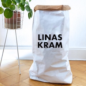 Sacchetto di carta personalizzato con "nome", grande borsa portaoggetti in carta kraft, contenitore per giocattoli, vestiti e molto altro.