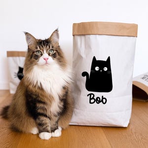 Personalized paper cat toy bag for play or storage – the perfect gift idea for cat owners