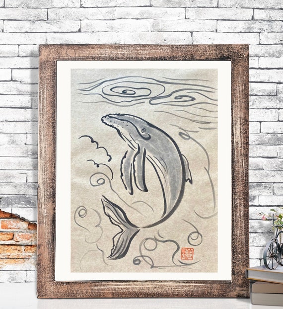 スクラッチアート オリジナル 海のイルカ 原画 一点物 絵画 スクラッチ