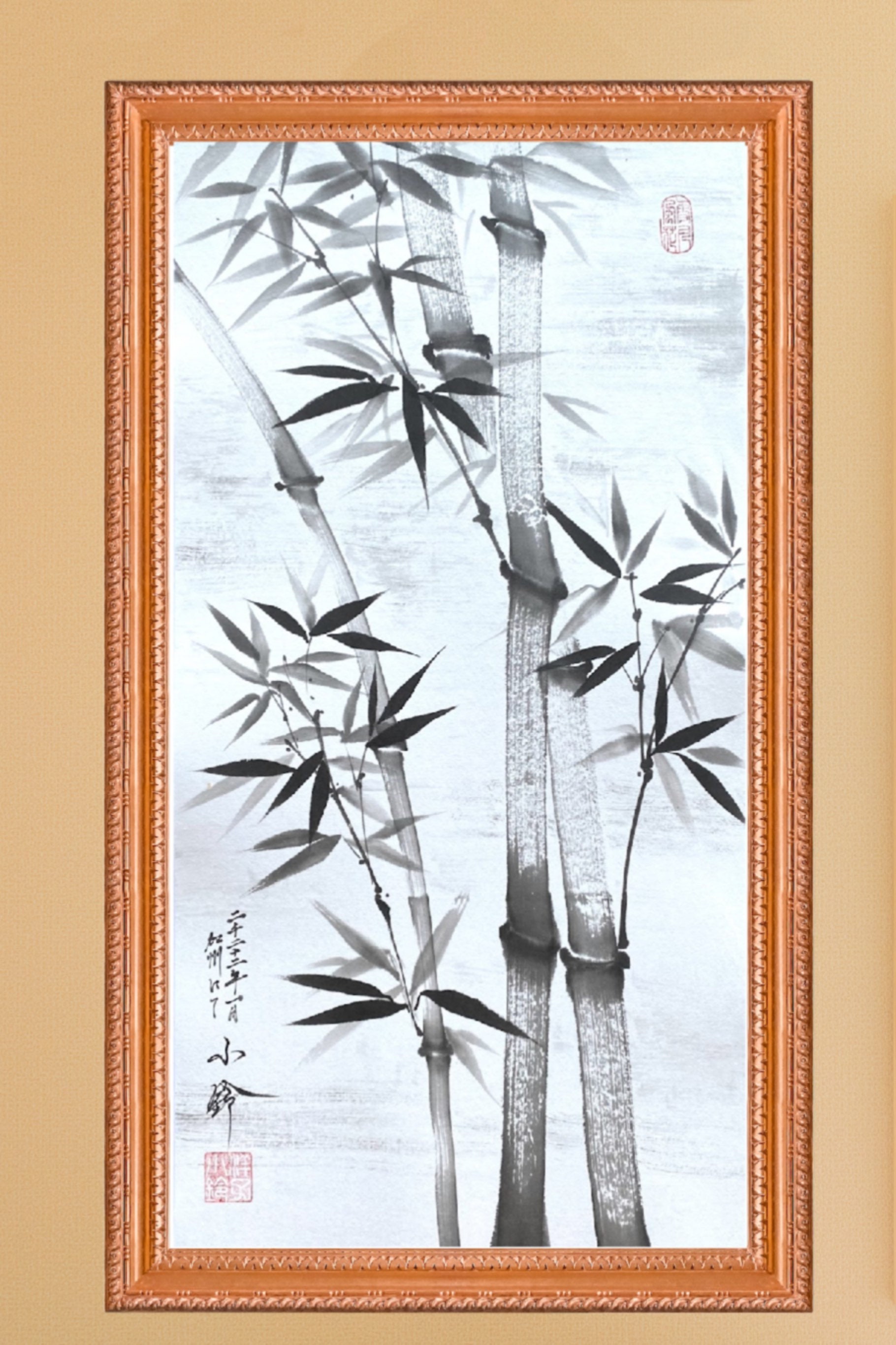 Large-original-sumi E Painting-bamboo-black and White