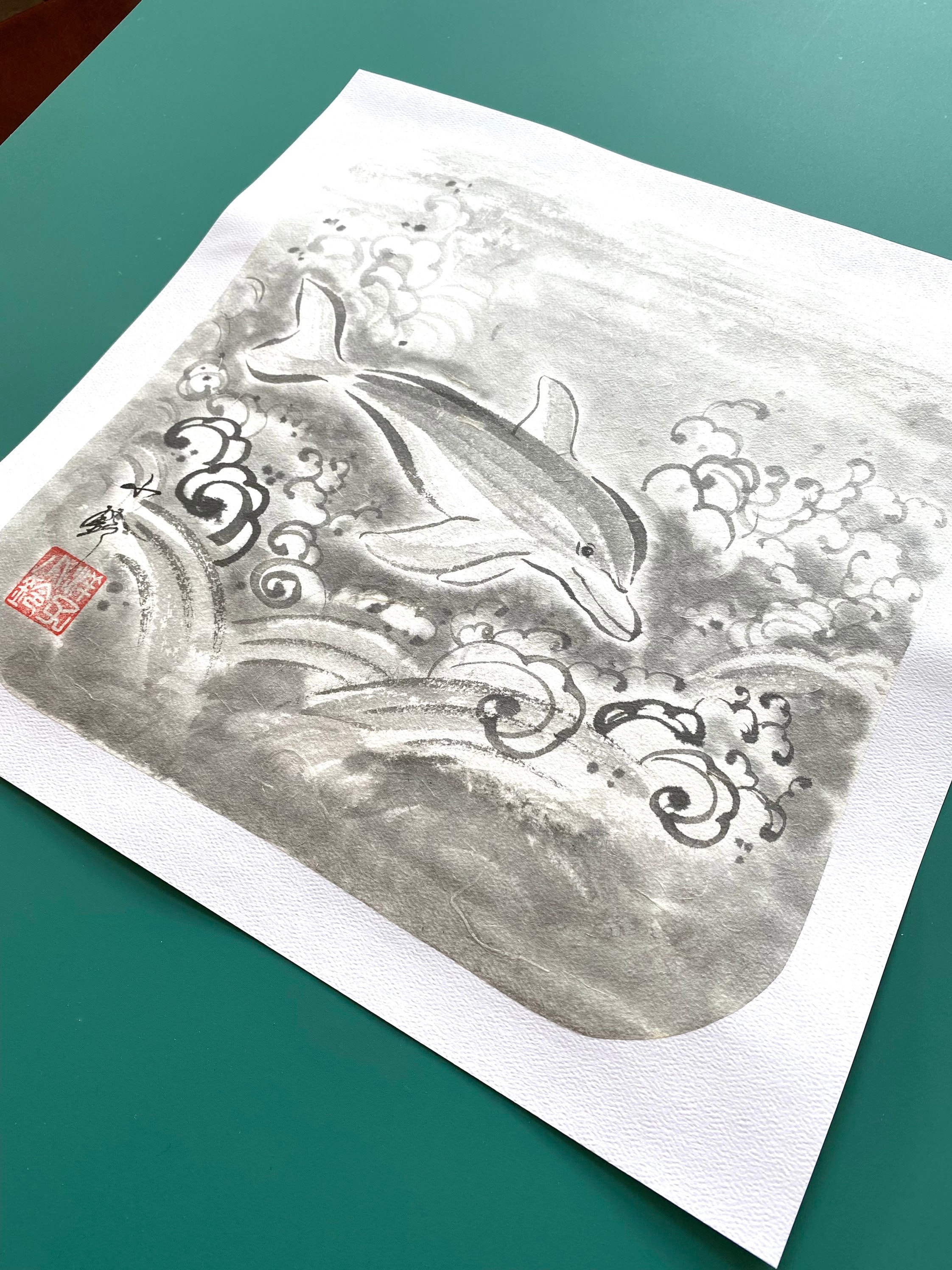 原画 オオカミ　墨絵 #45 水彩画 オオカミの遠吠え 絵画 makochin 通販 16403001｜Creema