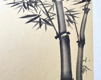 オリジナル墨絵、オリジナル水墨画、四君子の水墨画、原画、一点