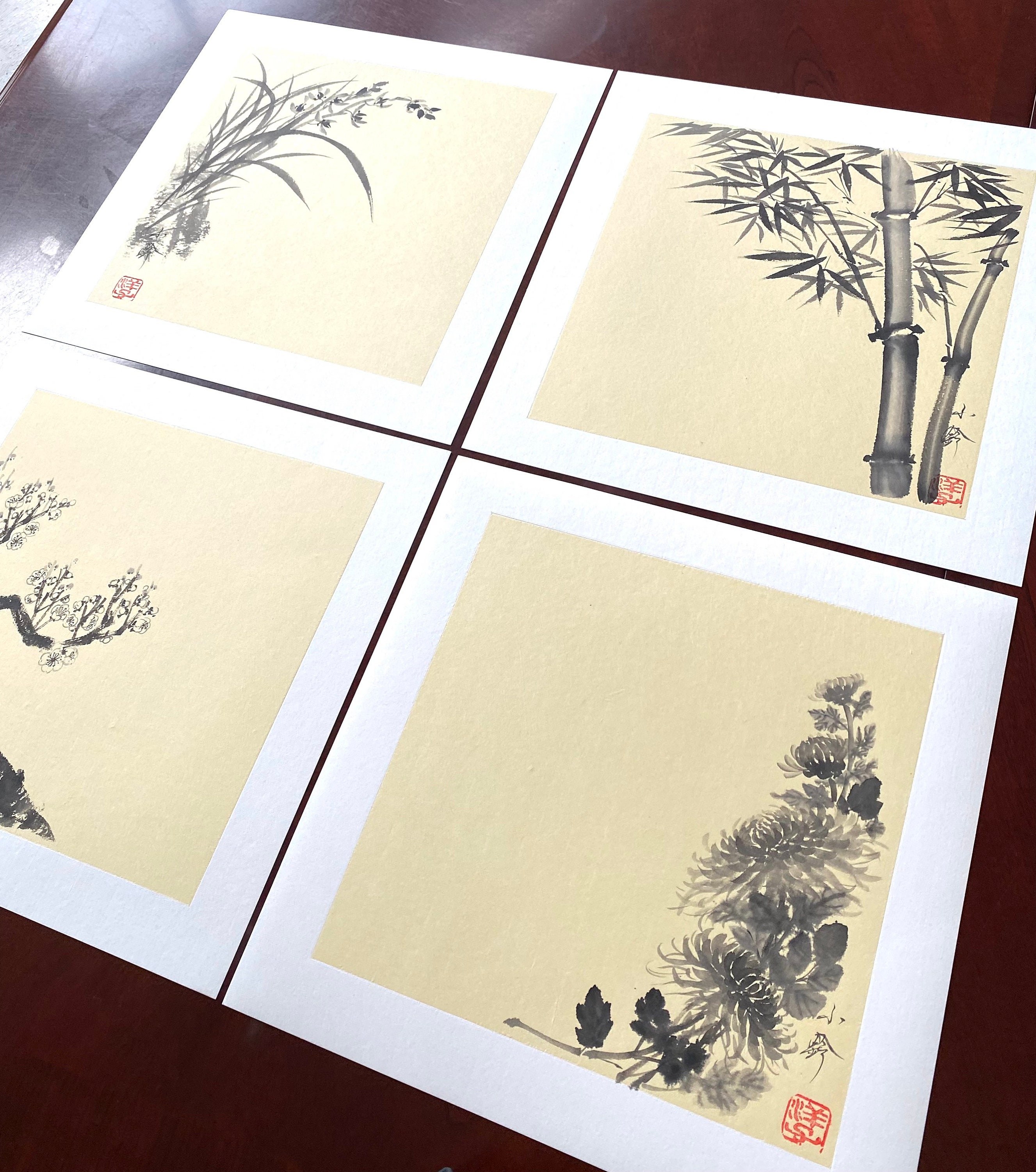 四君子-four Gentlemen-original Japanese Sumie Set-shikunshi