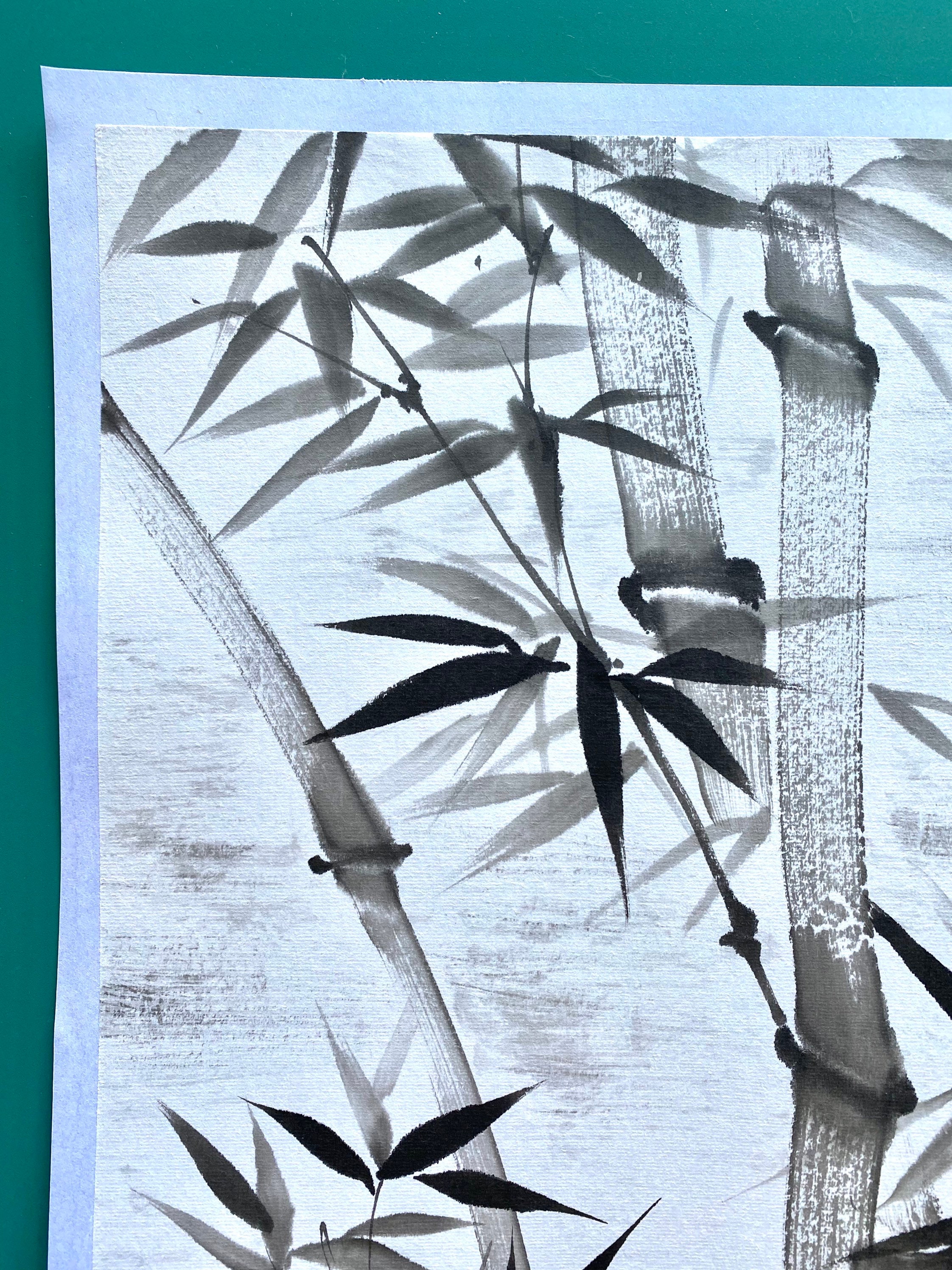 Large-original-sumi E Painting-bamboo-black and White
