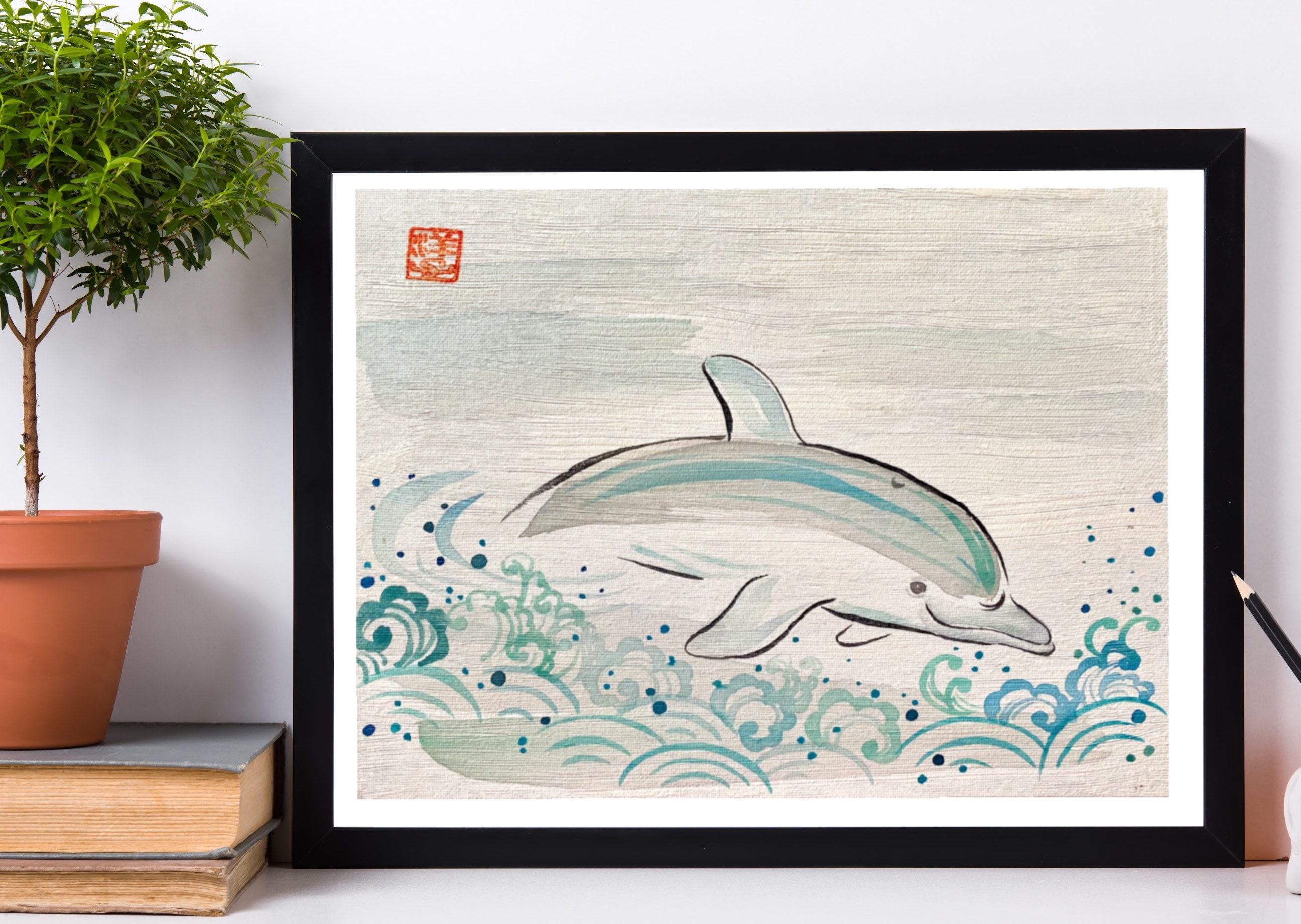 さらに100円引き◆Wai Kei◆Over the sea dolphin graphic knit さらに100円引き◇Wai Kei◇Over the sea dolphin graphic knit