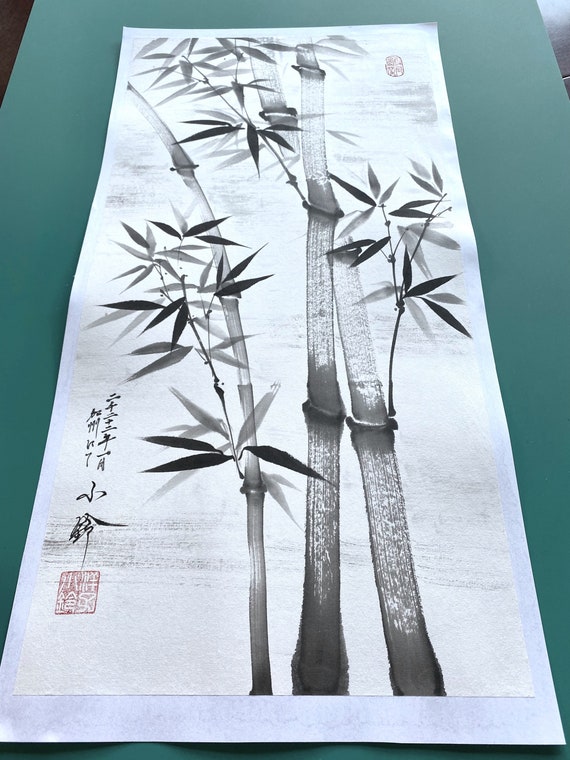 Large-original-sumi E Painting-bamboo-black and White