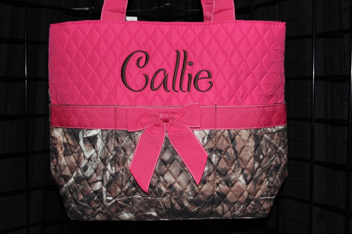 Machine Embroidered Quilted Diaper Bag Camo Pink Trim.. Etsy