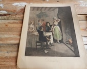SALE-Antique Engraving-Rare Antique Print-December by Francesco Bartolozzi after a Picture by W. Hamilton-18th Century Engraving-Stipple Art
