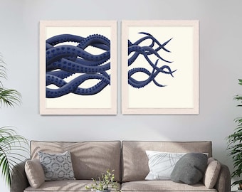 Giant Octopus print - Blue Octopus Tentacles  - 2 prints - Octopus art Octopus wall art Octopus poster Octopus gift for boyfriend husband