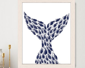 Blue Fish Wall Art Etsy