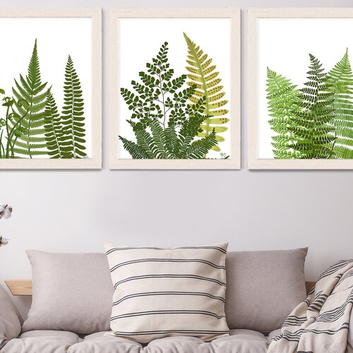 Fern Grove Print Set of 3 Fern Leaf Art Botanical Decor | Etsy