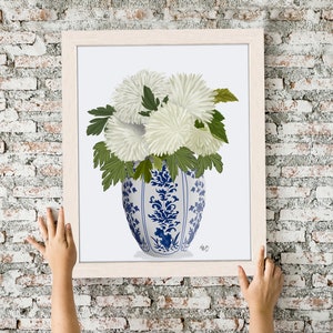 Chrysanthemum art, Floral painting, Chinoiserie vase art, Ming porcelain, Botanical pictures, Oriental room decor, Floral interiors canvas