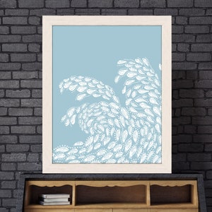 Fish poster art, Fish illustration, Wave art print, Coastal decorating, Nautical print decor, Ocean art painting, Bathroom wall art