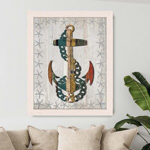 Anchor print Distressed Wood Effect Anchor 1 Anchor wall decor Anchor decor Anchor gift for navy wife gift for boyfriend Nautical wall art image 3