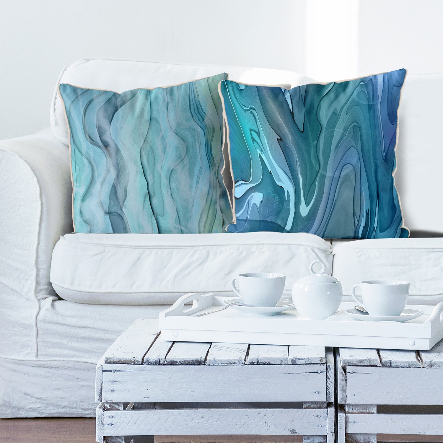 Coastal Pillow aqua coastal throw pillows modern beach home Etsy