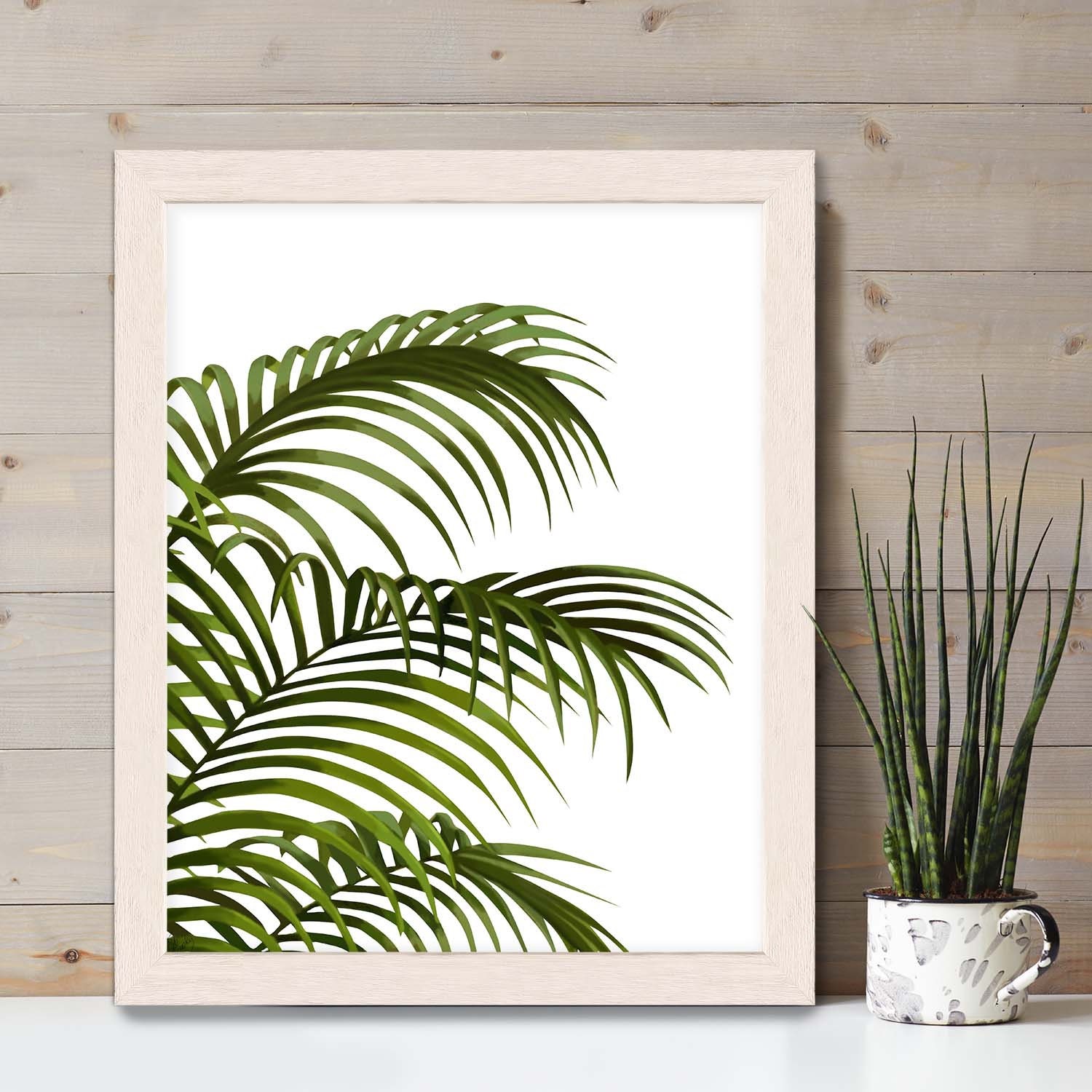 Palm Leaf Palm Leaf 1 Green on White tropical decor palm | Etsy