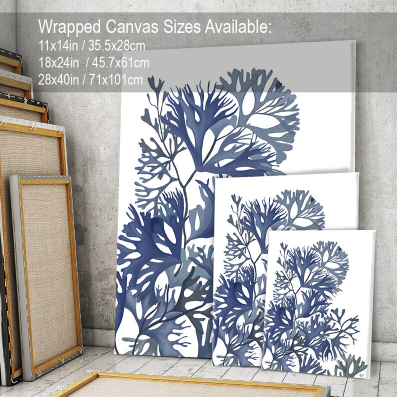 Nature Inspired Seaweed Wall Art Coastal Home Decor Blue Etsy UK