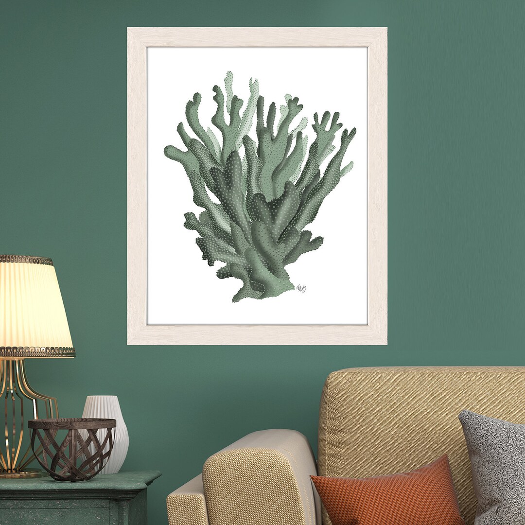 Coral Art, Nautical Wall Art, Green Room Decor, Tropical Ocean, Coral