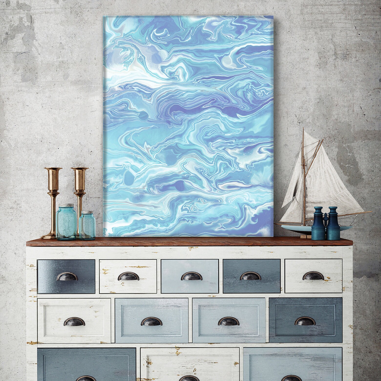 Blue room painting abstract artwork bathroom decor washroom Etsy 日本